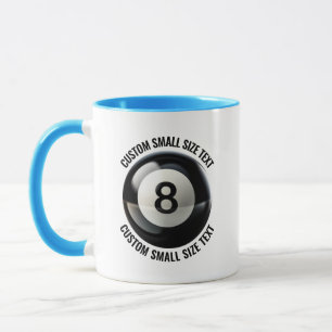 Kleine tekst LICHTBLAUW Combo 325ml Custom 8 Ball Mok
