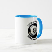 Kleine tekst LICHTBLAUW Combo 325ml Custom 8 Ball Mok (Voorkant rechts)