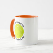Kleine tekst ORANJE Combo 11oz Douwpicklebal op ma Mok (Voorkant links)