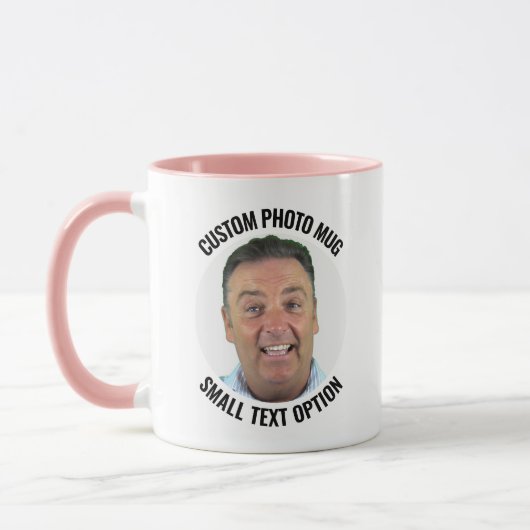 Kleine tekst ROZE Combo Gepersonaliseerde Fotobeke Mok (Links)