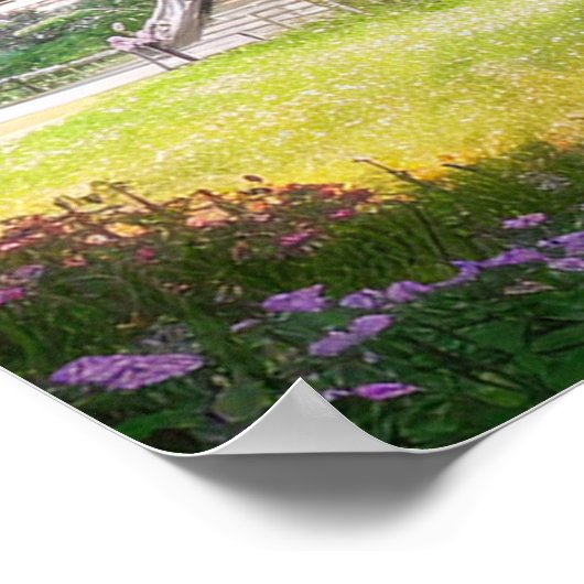 Kleine tempel in de tuin poster (Hoek)