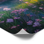 Kleine tempel te midden van bloeiende Natuur Poster (Hoek)