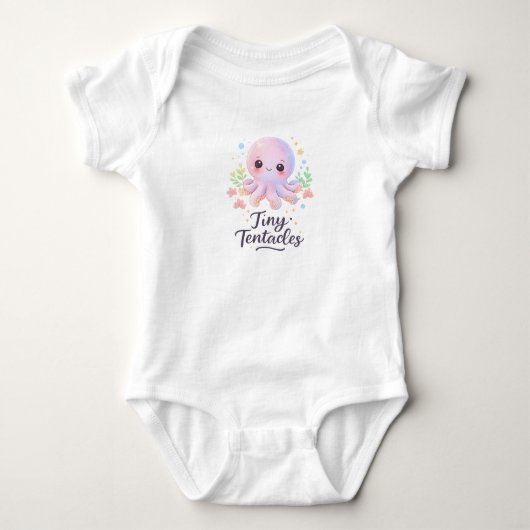 Kleine Tentakels Octopus Baby Body Romper (Voorkant)
