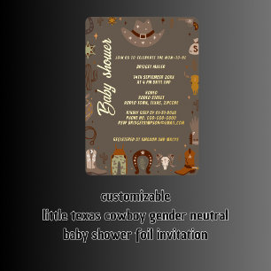 kleine Texas cowboy geslacht neutrale baby shower Folie Uitnodiging