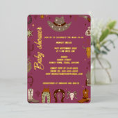 Kleine Texas Cowgirl baby shower Folie Uitnodiging (Staand Voorkant)