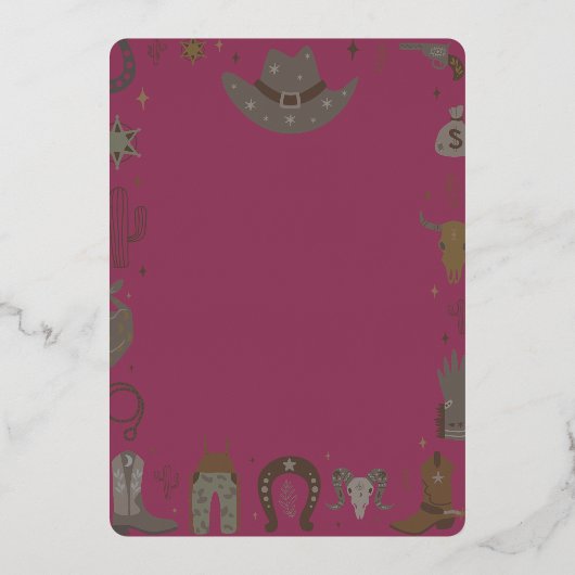 Kleine Texas Cowgirl baby shower Folie Uitnodiging (Achterkant)