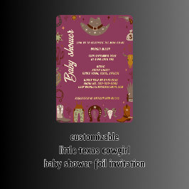 Kleine Texas Cowgirl baby shower Folie Uitnodiging