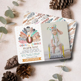 Kleine Thanksgiving Turkije elke leeftijd foto Bedankkaart