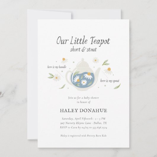 Kleine Theepotje Nursery Rijm Verjaardagsfeestje Kaart (Voorkant)