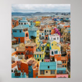 Kleine Toeristische stad veel kleurrijke huizen ge Poster (Voorkant)