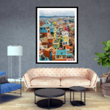 Kleine Toeristische stad veel kleurrijke huizen ge