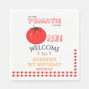 Kleine Tomatie Wordt Eén Schattige 1e Verjaardag Servet