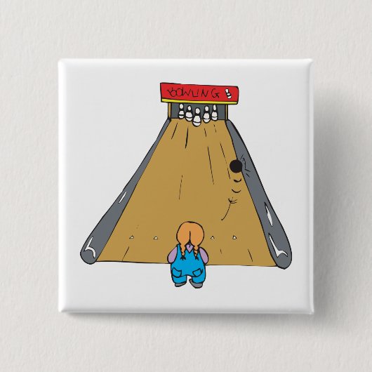 kleine tot bowlinggootbal vierkante button 5,1 cm (Voorkant)