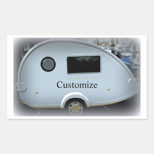 Kleine traangasaanhangwagen met zigeunercaravan kl rechthoekige sticker (Voorkant)