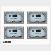 Kleine traangasaanhangwagen met zigeunercaravan kl rechthoekige sticker (Vel)