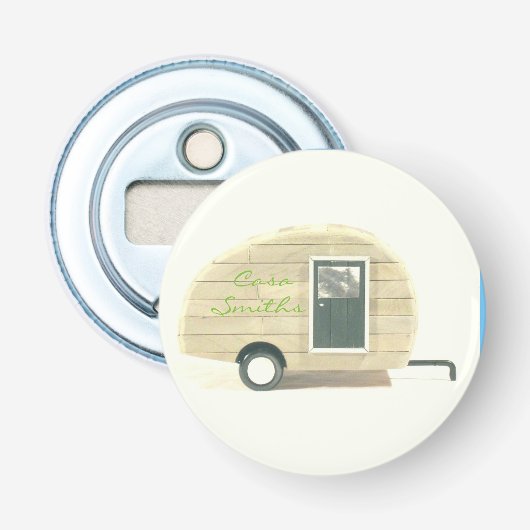 kleine traanvormige caravan Thunder_Cove Button Flesopener (Voorkant)