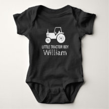Kleine tractor jongen wit groen custom baby romper
