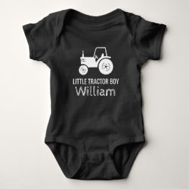 Kleine tractor jongen wit groen custom baby romper