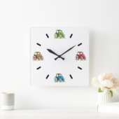 Kleine tractoren, witte acrylwandklok vierkante klok (Huis)