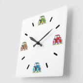 Kleine tractoren, witte acrylwandklok vierkante klok (Hoek)