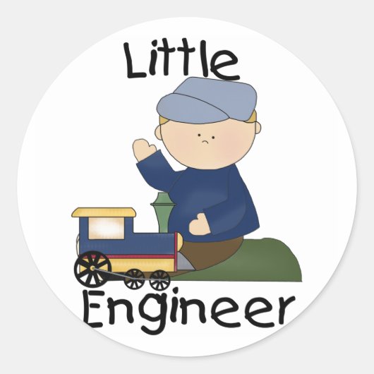 Kleine Train Engineer T-shirts en geschenken Ronde Sticker (Voorkant)