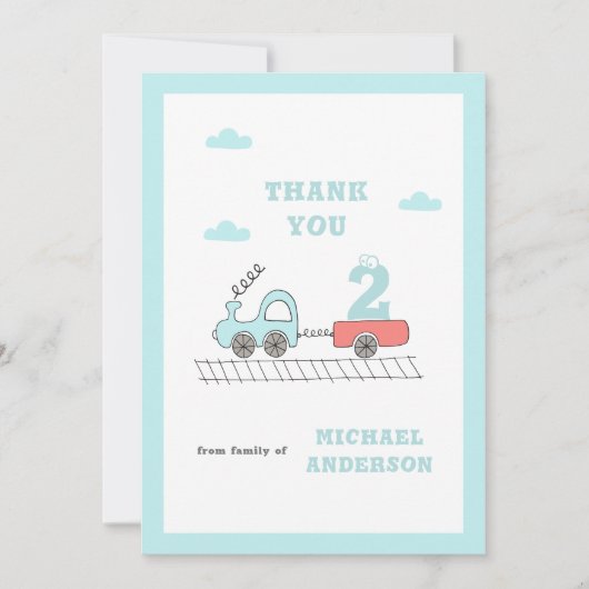 Kleine trein jongens verjaardag dank je kaart (Voorkant)