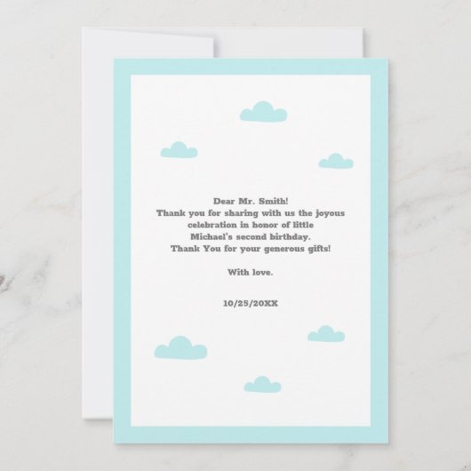 Kleine trein jongens verjaardag dank je kaart (Achterkant)