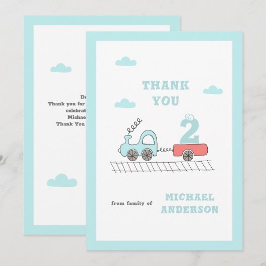 Kleine trein jongens verjaardag dank je kaart (Voorkant / Achterkant)