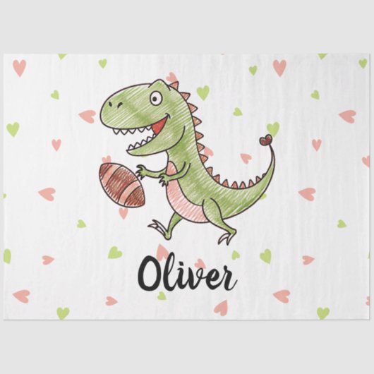 Kleine Trex Speelt Voetbal Persoonlijk Tissuepapier (Voorkant)