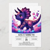 Kleine Triceratops Dinosaurus Digitale Verjaardag Kaart (Voorkant / Achterkant)