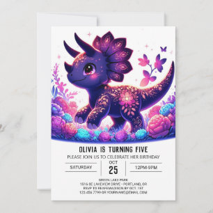Kleine Triceratops Dinosaurus Digitale Verjaardag Kaart
