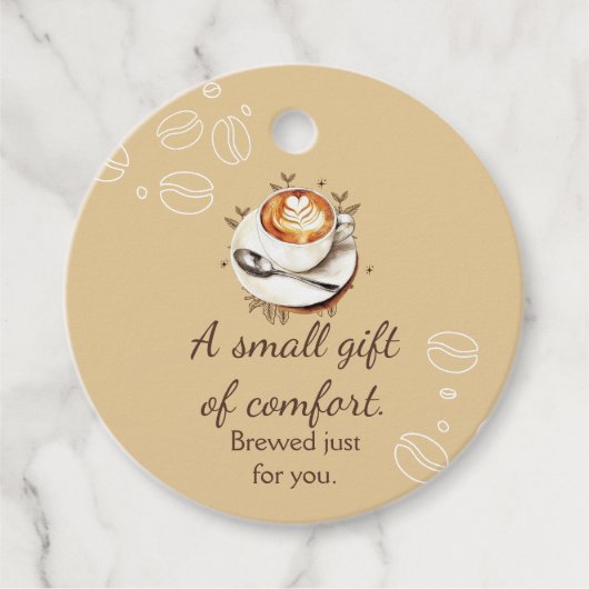 Kleine Troostkado Caffè Latte Cadeaubijslab Bedankjes Labels (Voorkant)