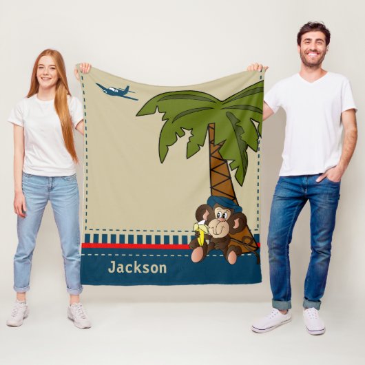 Kleine tropische aap fleece deken (In situ)