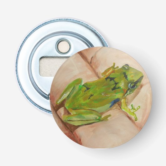 Kleine tropische kikker button flesopener (Voorkant)