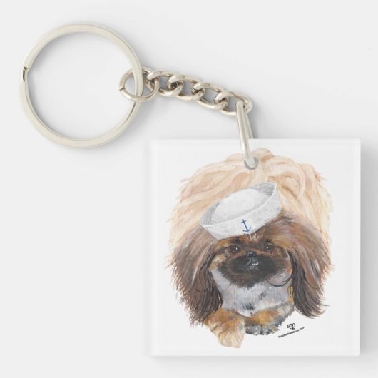 Kleine Tuffy Zeeman Pekingees Hond Sleutelhanger (Voorkant)
