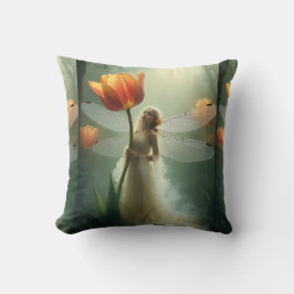 Kleine Tulpenfee in delicate vloeiende kleding Kussen