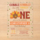 Kleine Turkse Herfst Thanksgiving 1e verjaardag Acryl Uitnodigingen (Voorkant)