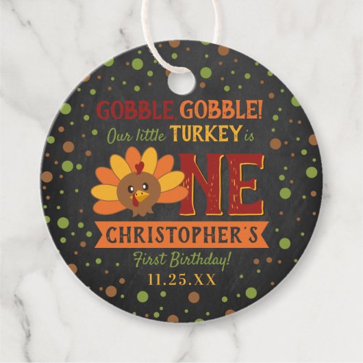 Kleine Turkse Herfst Thanksgiving 1e verjaardag Bedankjes Labels (Voorkant)