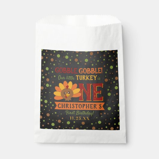 Kleine Turkse Herfst Thanksgiving 1e verjaardag Bedankzakje (Voorkant)
