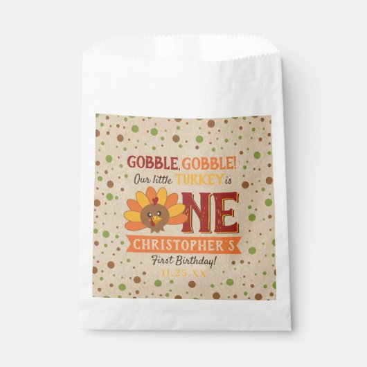 Kleine Turkse Herfst Thanksgiving 1e verjaardag Bedankzakje (Voorkant)