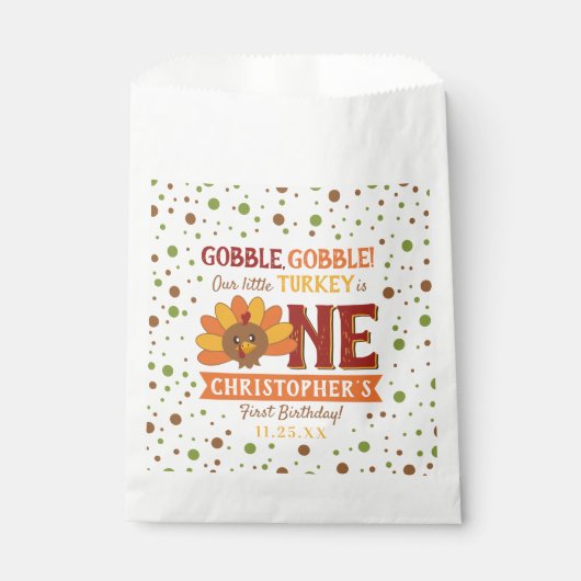 Kleine Turkse Herfst Thanksgiving 1e verjaardag Bedankzakje (Voorkant)