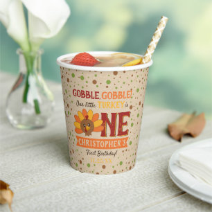 Kleine Turkse Herfst Thanksgiving 1e verjaardag Papieren Bekers