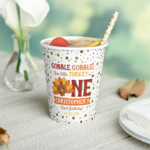 Kleine Turkse Herfst Thanksgiving 1e verjaardag Papieren Bekers