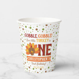 Kleine Turkse Herfst Thanksgiving 1e verjaardag Papieren Bekers
