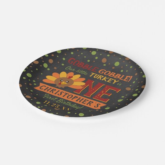 Kleine Turkse Herfst Thanksgiving 1e verjaardag Papieren Bordje (Gekanteld)