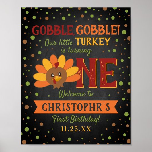 Kleine Turkse Herfst Thanksgiving 1e verjaardag Poster (Voorkant)