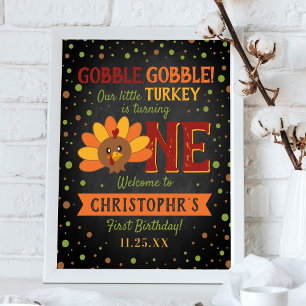 Kleine Turkse Herfst Thanksgiving 1e verjaardag Poster