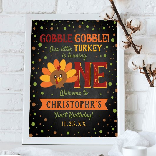 Kleine Turkse Herfst Thanksgiving 1e verjaardag Poster