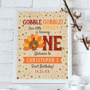 Kleine Turkse Herfst Thanksgiving 1e verjaardag Poster