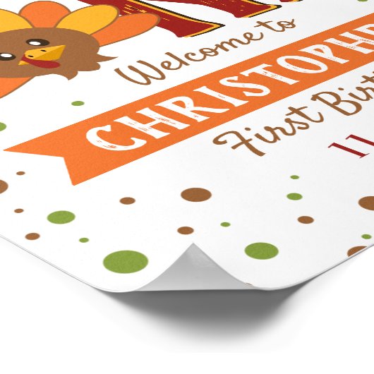 Kleine Turkse Herfst Thanksgiving 1e verjaardag Poster (Hoek)